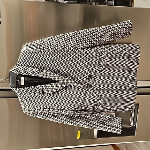 💕ANINE BING💕 Fishbone Blazer ~ Wool Blend Black & Off-White Print XS - Picture 12 of 16